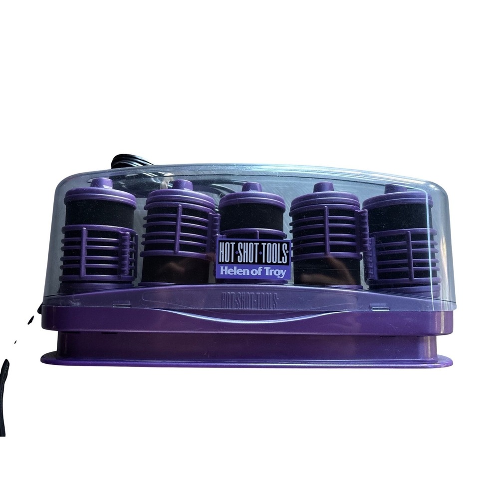 Hot Shot Tools Helen of Troy Travel Hair Setter 5 Flocked Rollers Purple Tested